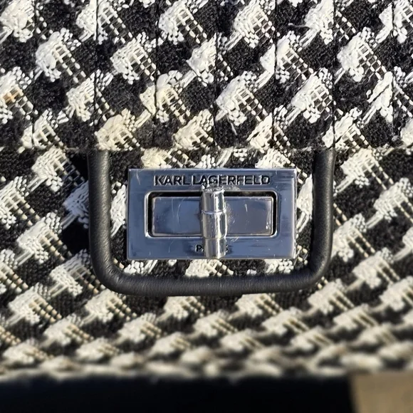 Karl Lagerfeld Tweed Houndstooth Shoulder/Crossbody Bag - Picture 11 of 14